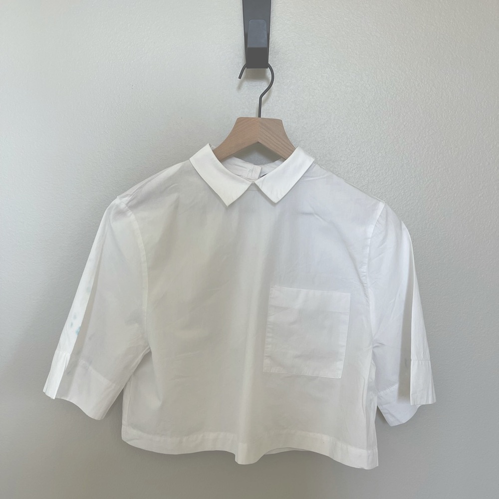 Zara Woman Cropped Poplin with Front Pocket